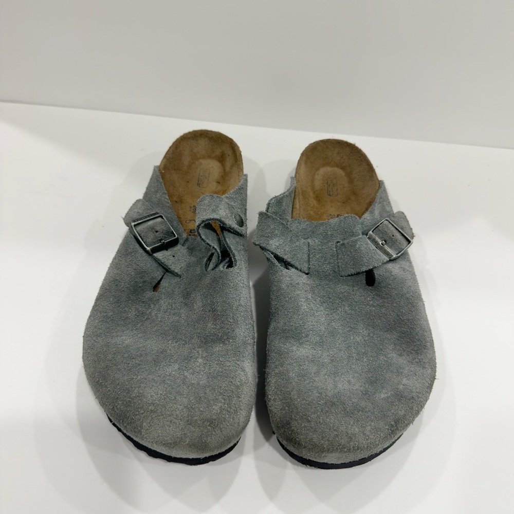 Birkenstock SoftBed Boston Clogs Soft Suede Men’s Sandals - Picture 2 of 8
